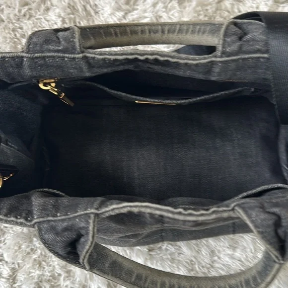 Prada Charcoal Denim canapa small tote Bag - Picture 7 of 13